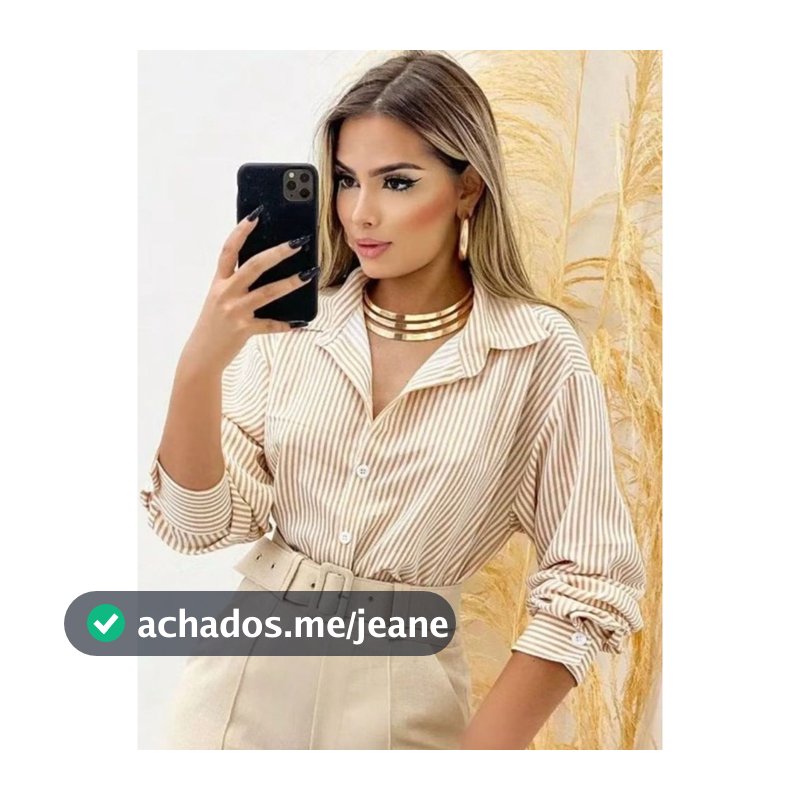 Camisa social feminina manga longa de listrado com bortao super modas