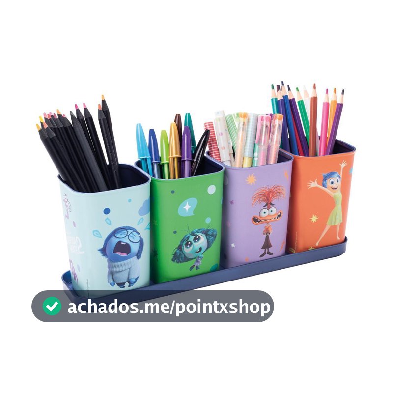 Porta Caneta Lápis Divertidamente  Bandeja Organizador Mesa Pincéis Objetos Materiais Escritório Escola  Disney Plasútil