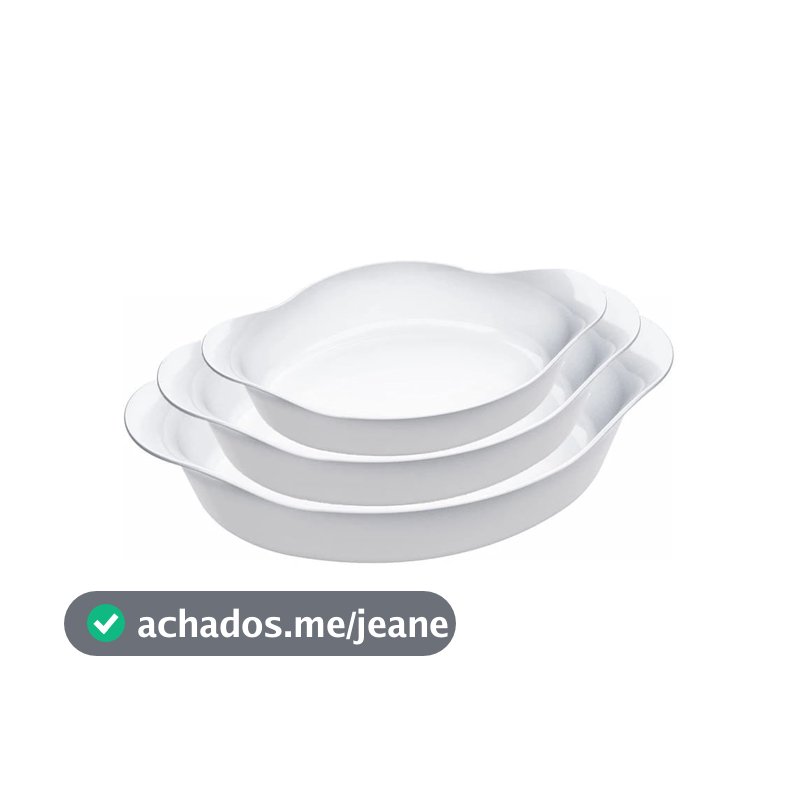 Conjunto de Assadeiras Nadir Opaline em Vidro 3 Peças