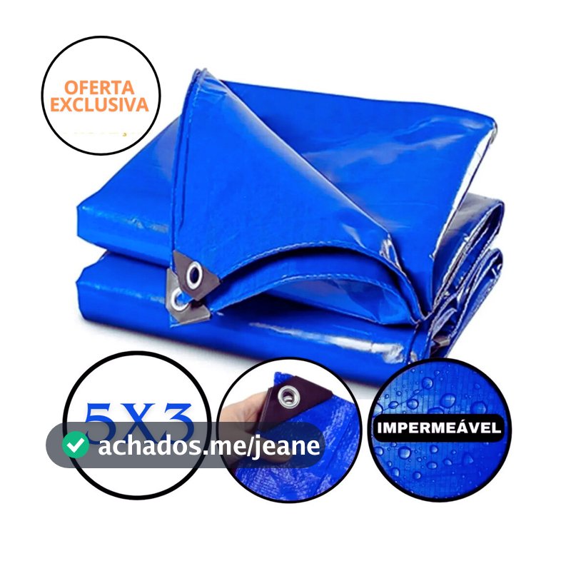 Lona Impermeável 5×3 Premium Proteção Plástica Reforçada com Ilhós para Camping, Carreta e Telhado