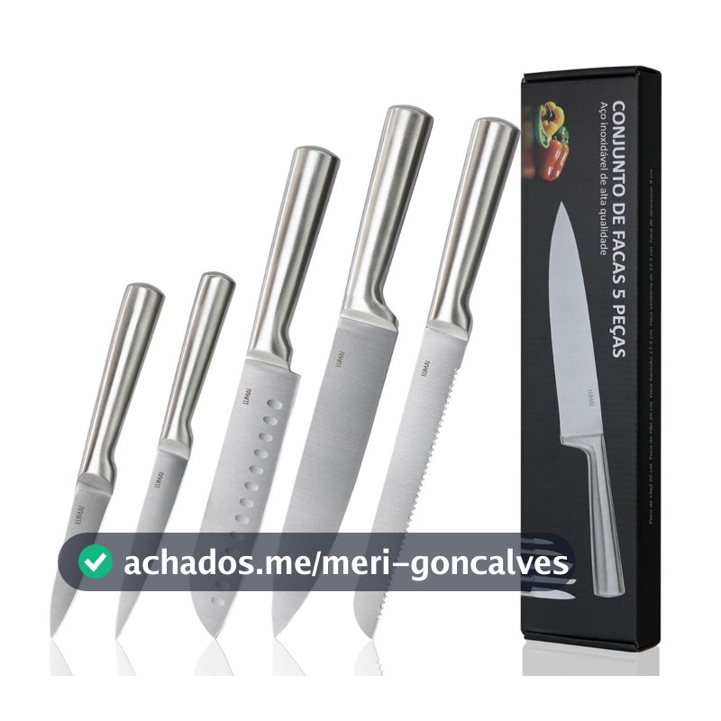 LUMAI Jogo de Facas de Cozinha Grandes Zurich Aço Inox - Tratamento Térmico da Lamina Dureza 52 HRC