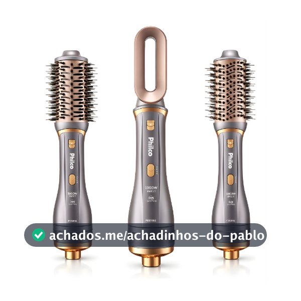 Escova Secadora Alisadora Philco 3 Em 1 1300w Original Anti-frizz 230°c Efeito de Salao