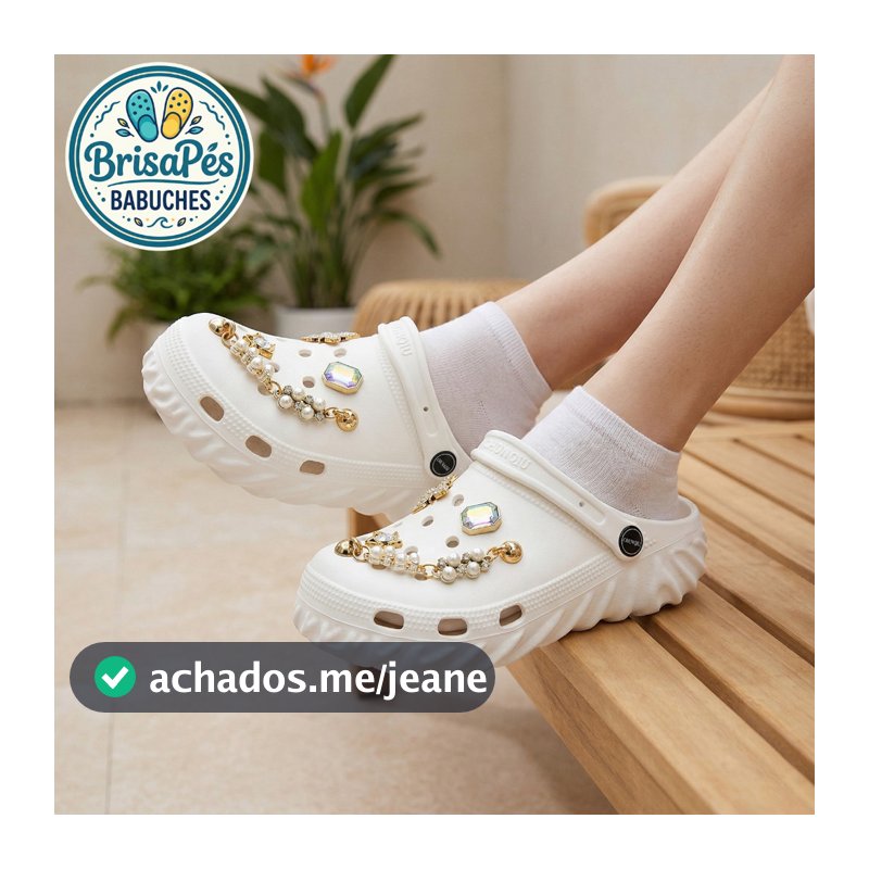 Babuche EVA Antiderrapante Leve Macio Confortável com Acessórios Delicados Sandália Casual