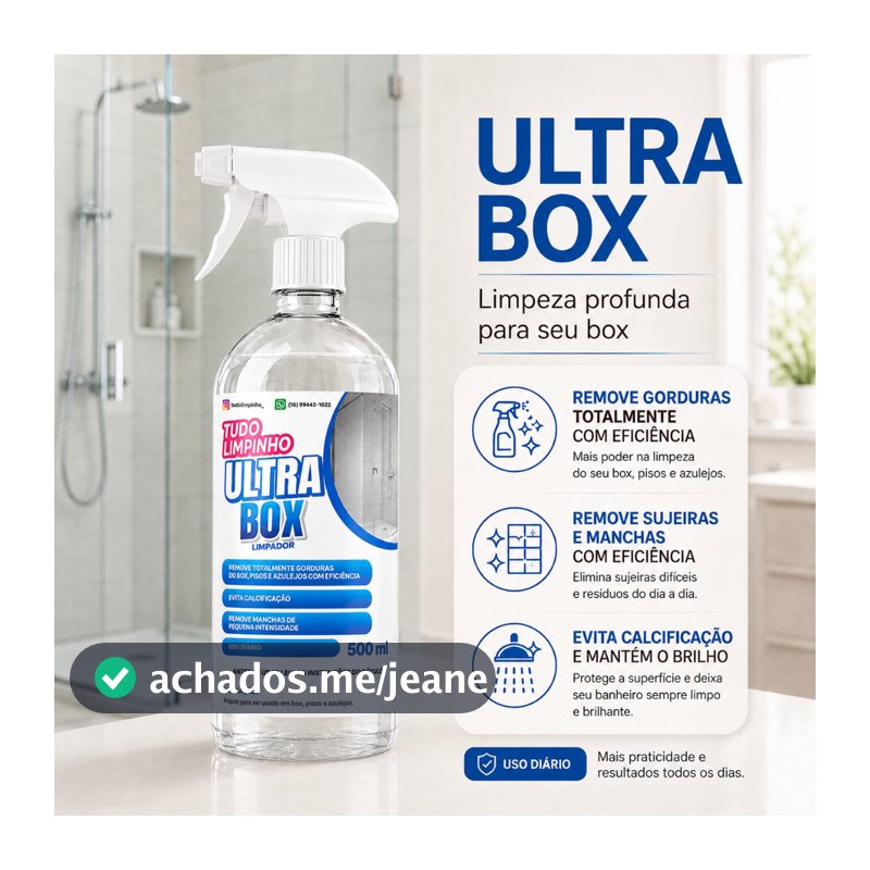 Ultra Box Limpador Box Banheiro 500ml Remove Gordura Vidro Azulejo Com Válvula Tudo Limpinho