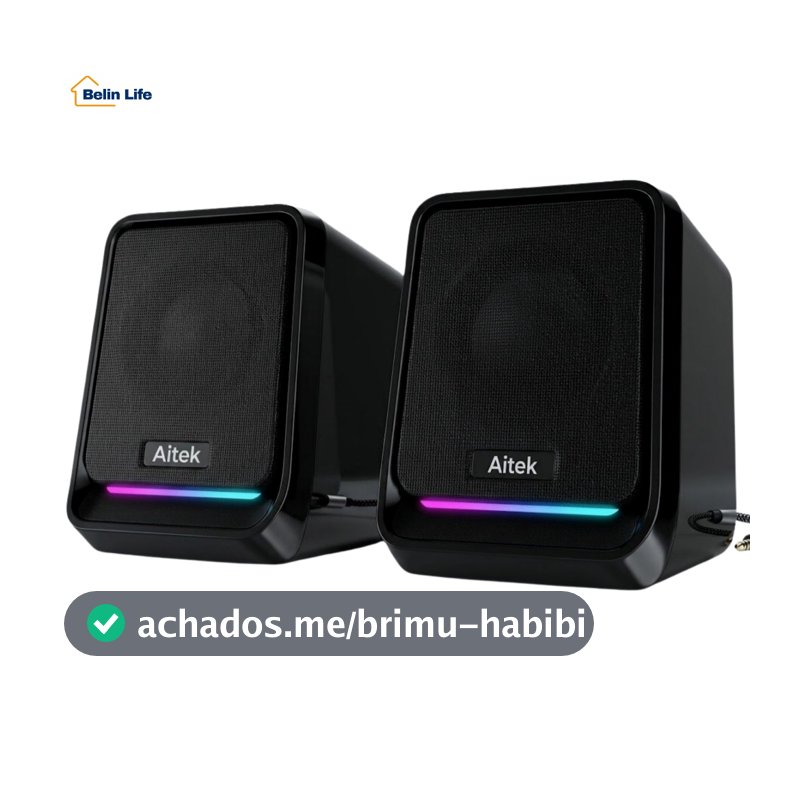Caixa de Som Gamer RGB para PC e Notebook Estéreo 10W Potente P2 USB