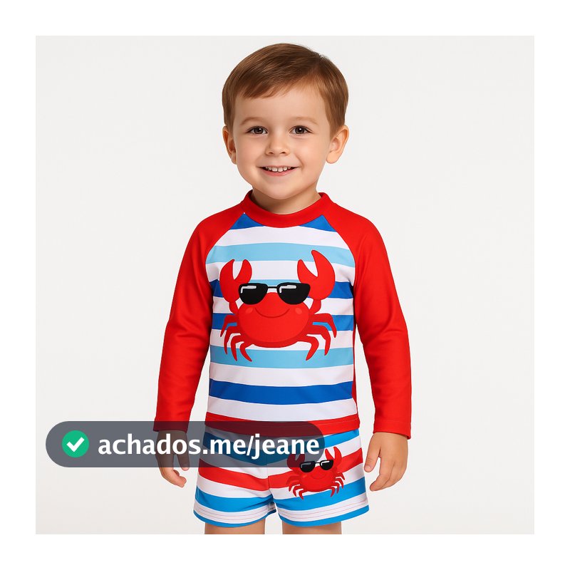 Kit Praia Infantil Masculino UV50+ Camisa Manga Longa + Sunga