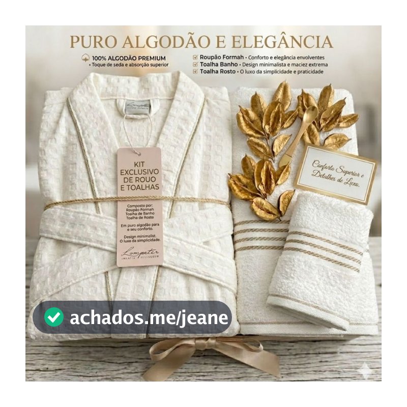 Kit Roupão + 2 Toalhas 100% Algodão (1 Banho + 1 Rosto + 1 Roupão) Unissex Toque Macio Envio Rápido