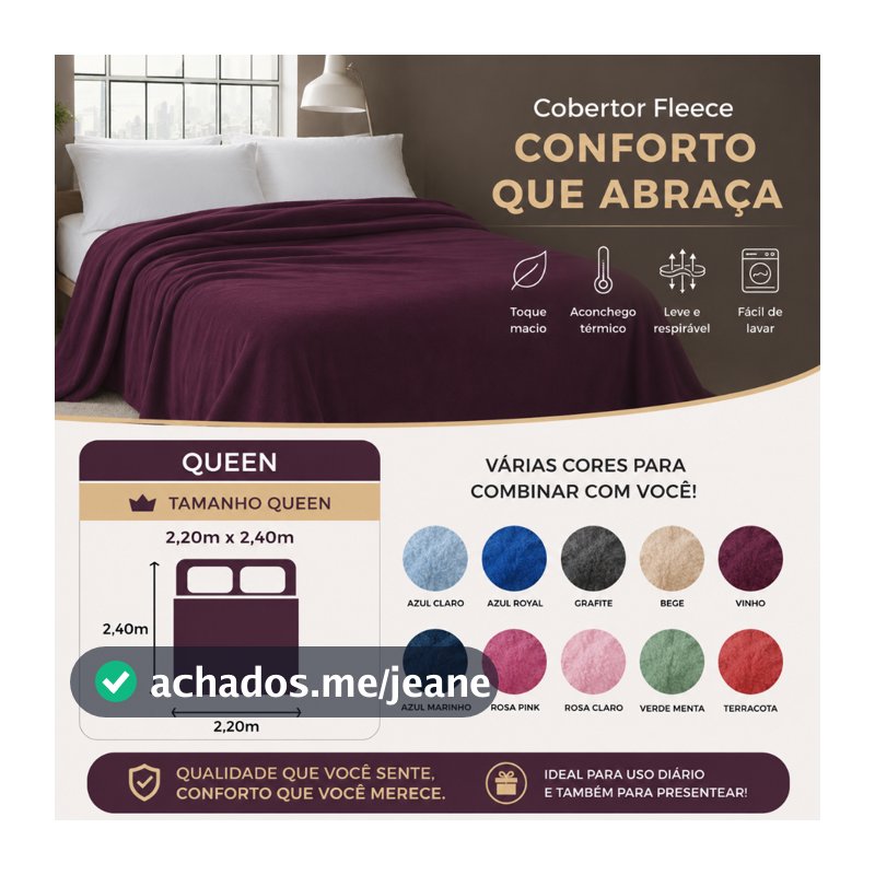 Cobertor Casal Manta de Microfibra Liso Queen 220x240cm – Camesa