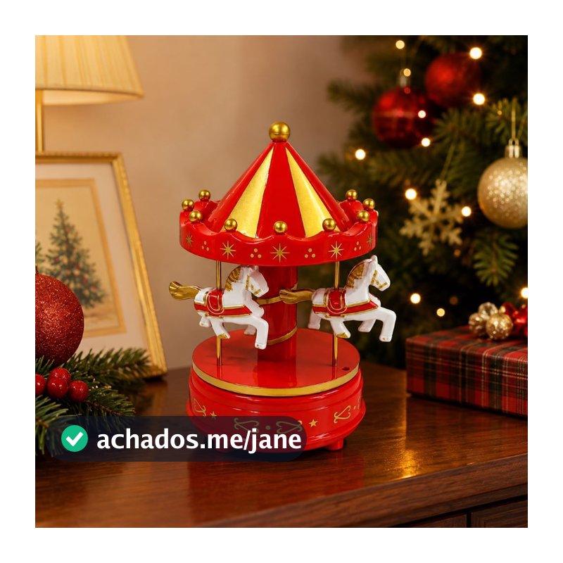 Enfeite De Natal Carrossel Musical 16cm Decoração Casa