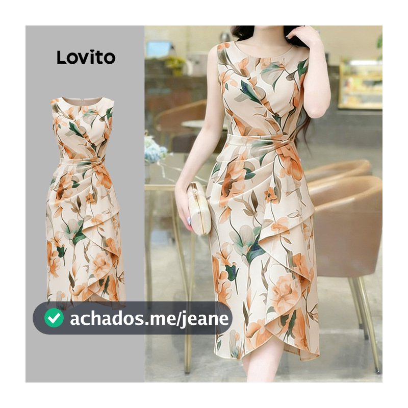 Lovito Vestido Casual com Babados Assimétrico de Primavera/verão para Mulheres L196ED941