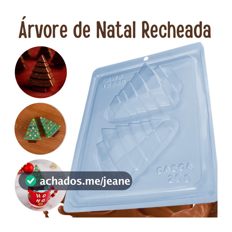 Forma Árvore de Natal para Chocolate – Molde 3 Partes Acetato + Silicone BWB