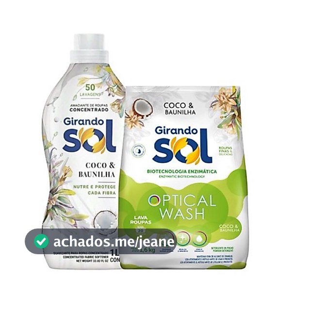 Kit Amaciante Concentrado + Sabão Pó Girando Sol (Coco e Baunilha e Hipoalergenico)