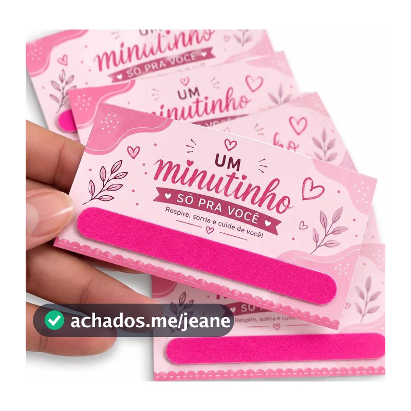 50 ou 100 Mini Lixas de Unha com Cartão – Mimo e Lembrança para Clientes Datas Especiais Um Minutinho