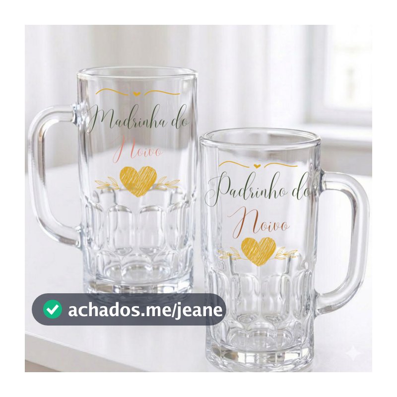 Kit Caneca de Chopp  Personalizada Padrinho Madrinha da Noiva do Noivo Presente Casamento Madrinha Padrinho