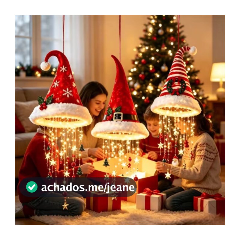 Lustre Iluminado De Chapéu De Papai Noel-LED Quente Brilhante Enfeites De Natal Suspenso 5 Estilos Para Decoração Festiv