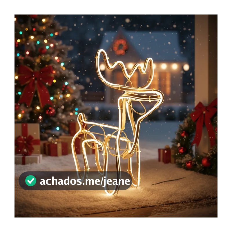 Armação De Rena Natalina Led Neon 8 Funções Uso Externo 110V