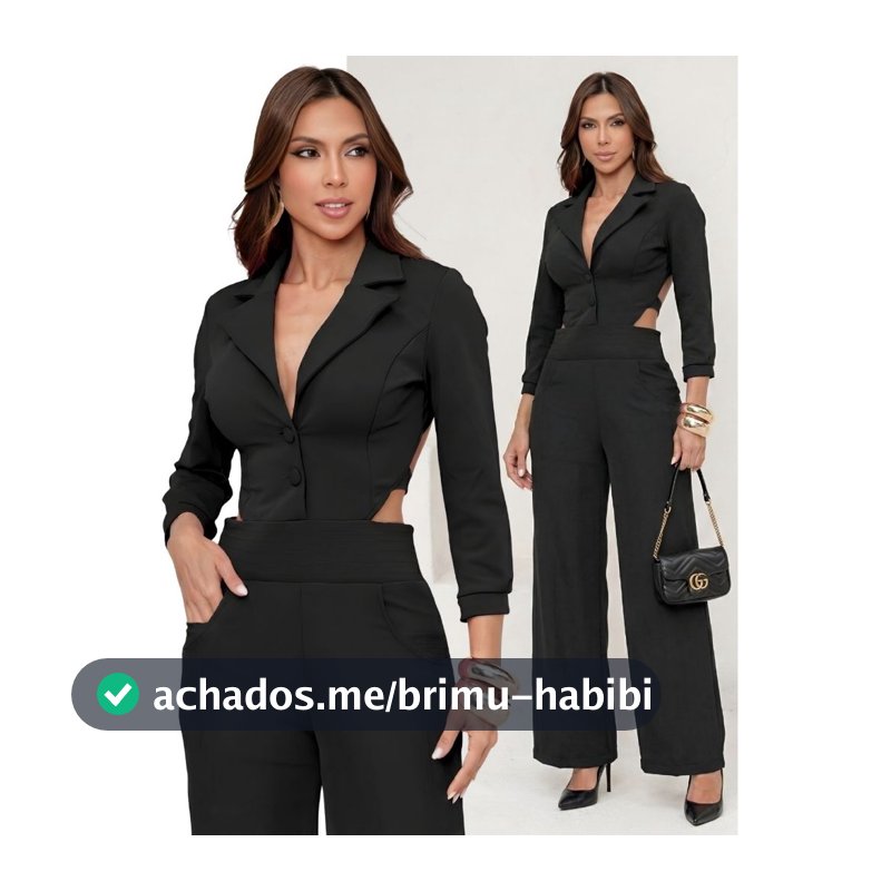Macacão Feminino Blazer Longo Montaria Elegante Calça Pantalona