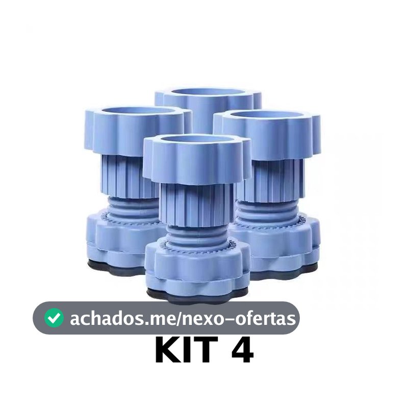 Base Anti Vibração Ajustável para Máquina de Lavar e Geladeira Kit com 4
