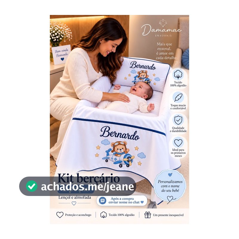 Kit Berçário Maternidade Lençol Personalizado 2 Peças Toque de Algodão Para Menino