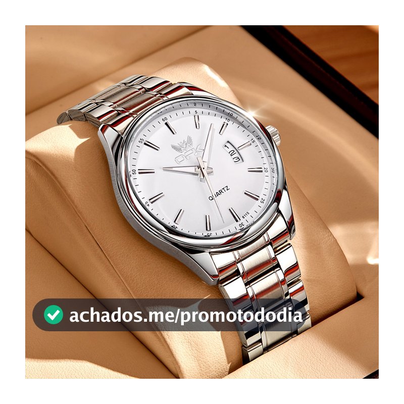 OPK Relógio Masculino Original Prata Branco À Prova D'água Impermeável de quartzo aço Inoxidável Luminos 6010