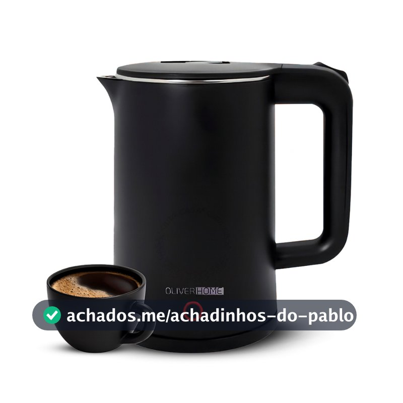 Chaleira Elétrica Térmica Moderno 1.5 L preta e branca 110V/220v OliverHome