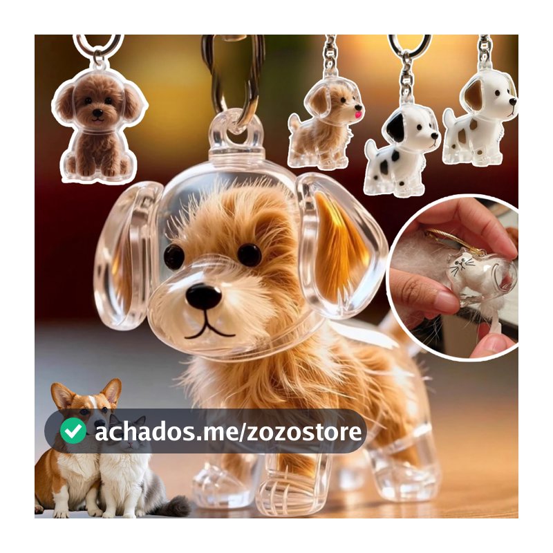 Chaveiro Criativo De Armazenamento De Cabelo Fofo Cachorro Pingente Transparente Para Animais De Estimação