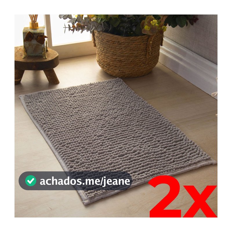 Kit 2 Tapetes De Banheiro Bolinha Popcorn Antiderrapante Chenille Macio Lavável