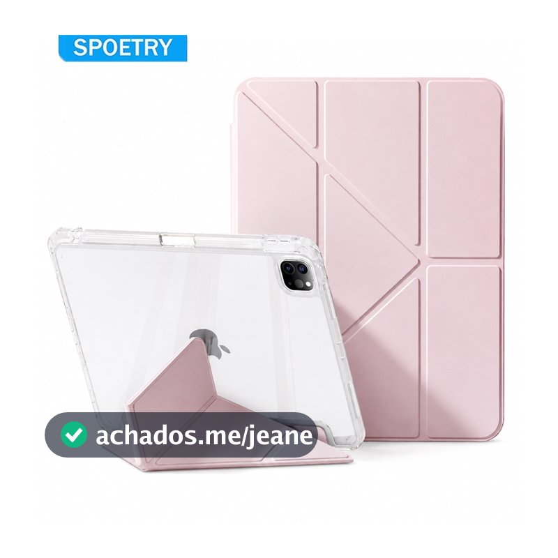 SPOETRY Capa Y Dobrar HD Acrílica c/ Slot Caneta Para iPad 9/8/7/10ª/Air 4/5/6/Pro 11" 2018/20/21/22 10.2" 10.9" 11"