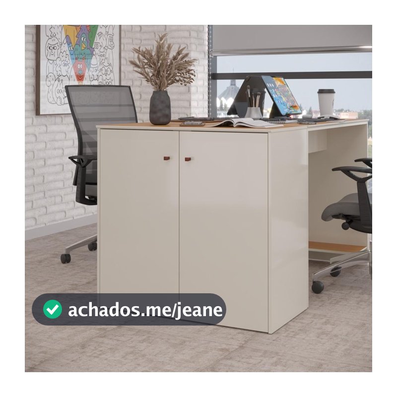 Balcão Multiuso Organizador Escritório Armário 2 Portas Com Prateleira Smart - ViaNossa