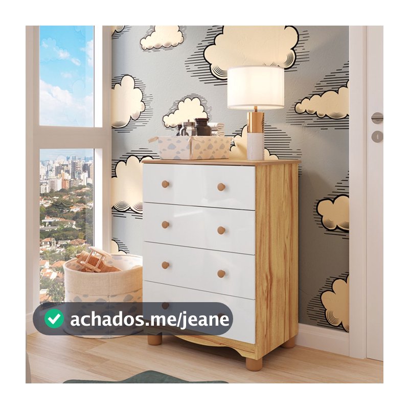 Cômoda Infantil Júnior New 4 Gavetas 100% Mdf