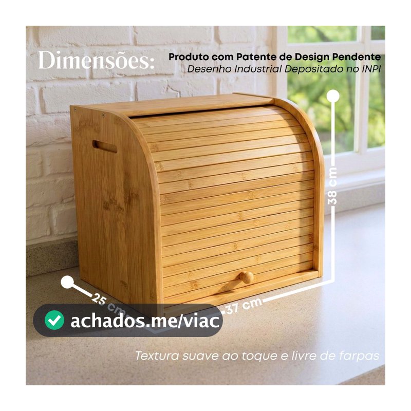 Porta Pão em Bambu Cozinha Armazenamento de Pães Ecoeden