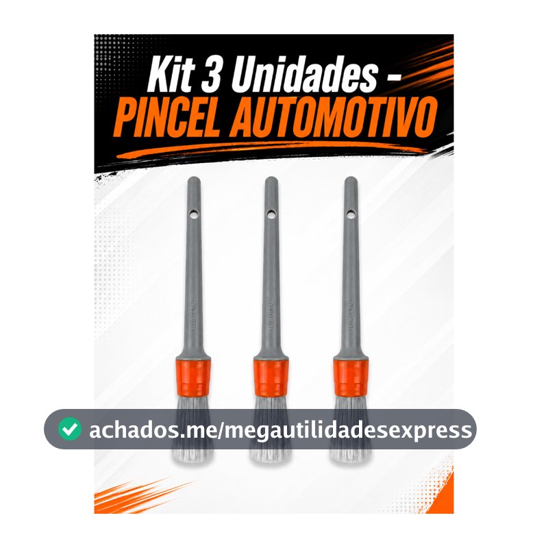 Kit 3 Pinceis Automotivos para Detalhamento Interno de Carros - automotivo - Nor Detail