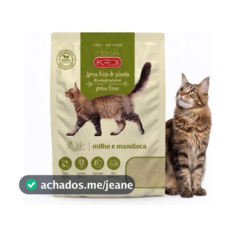Areia Sanitária Higienica Para Gatos Biodegradável Kadi - 4kg Grãos Finos Neutra Sem Cheiro