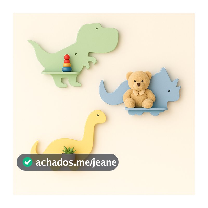 Kit 3 Nichos Prateleira Dinossauro Para Bebê Infantil Quarto e Sala