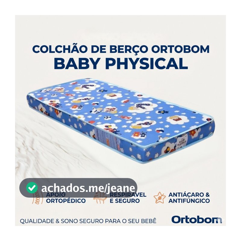 Colchão Berço Ortobom Baby Physical D18 Impermeável Antialérgico 70x130 Conforto e Segurança para Bebê
