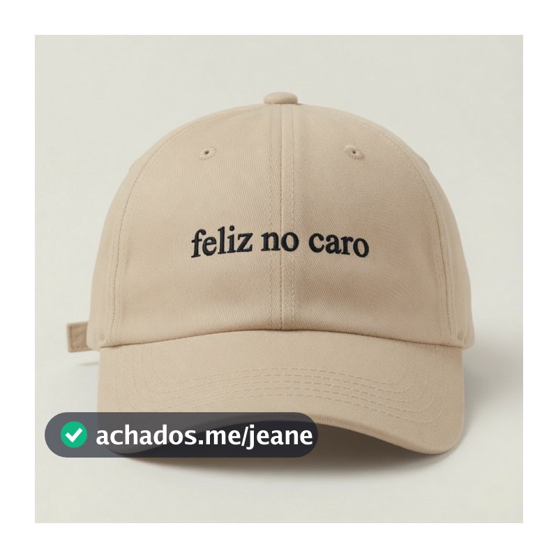 Boné Bege Feliz no Caro | Aba Curva Minimalista | Estilo Casual Brasileiro