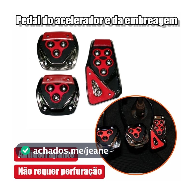 Kit 3 Peças Pedaleiras Esportivas Automotiva Carros Tuning Acessórios Universal