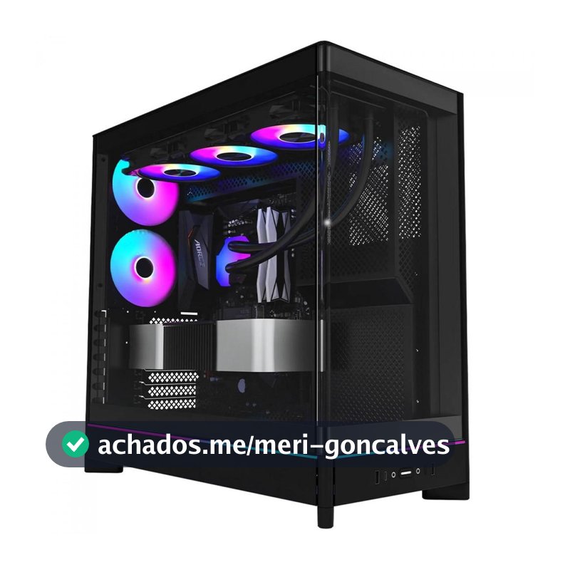 Gabinete Gamer Montech HS02 PRO, ARGB, Mid Tower, ATX, Sem Fonte, Com 5 Fans, Preto
