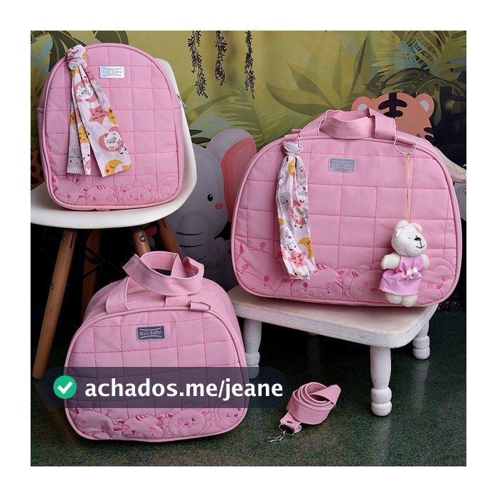 Kit De Bolsa Maternidade/Mala Gestante 3 peças luxo Safari