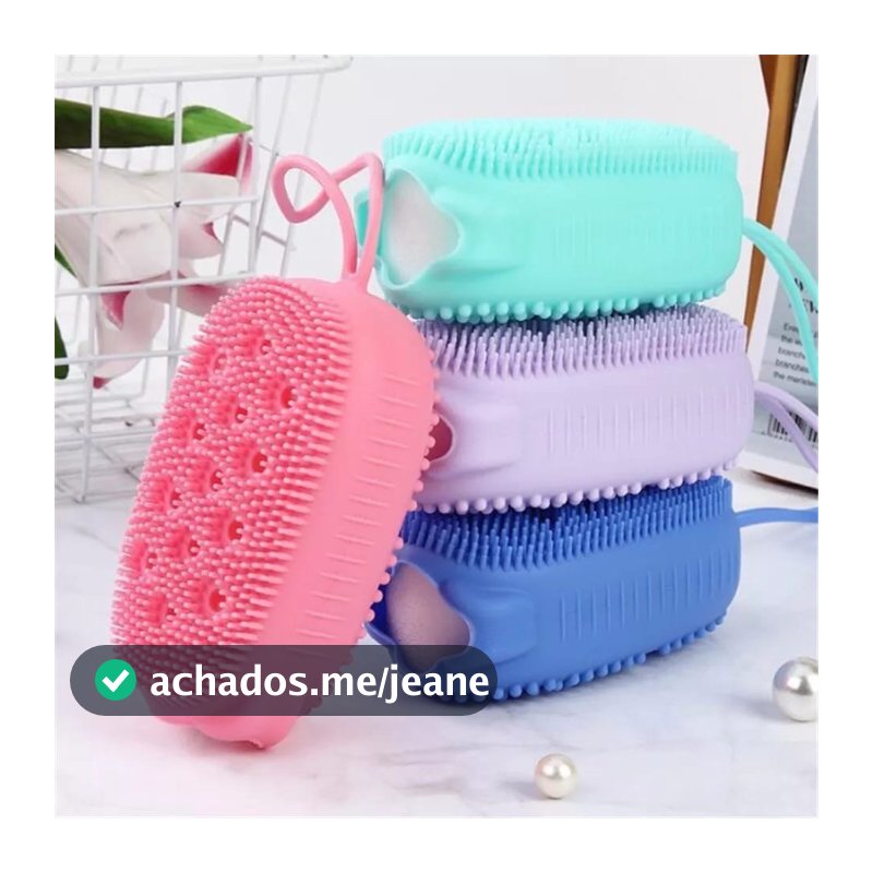 Esponja Bucha De Silicone Com Porta Sabão Escova Para Banho