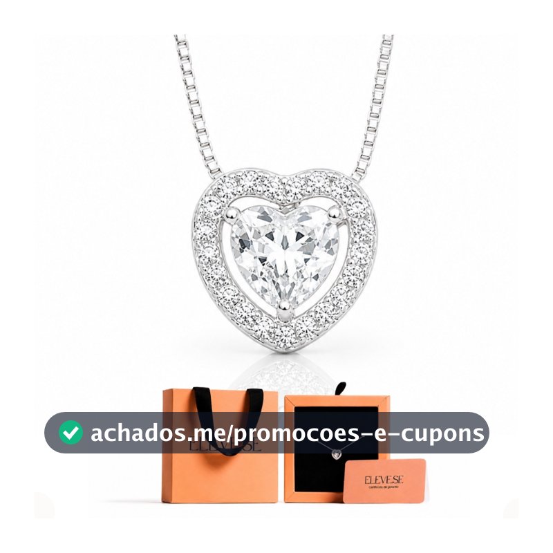 Colar Coração Ponto de Luz Prata 925 Semijoia Feminina Presente Premium para Namorada Esposa Mãe Noiva Amiga + Caixa