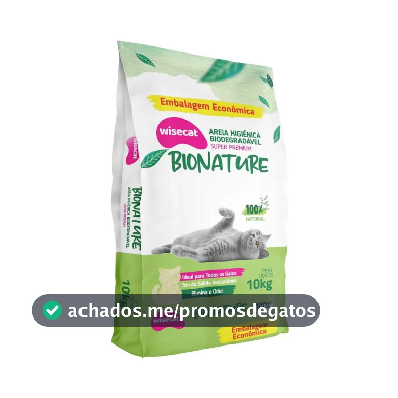Areia Higiênica Gato Biodegradável 10kg Bionature Natural Sem Odor Torrão Forte Econômica