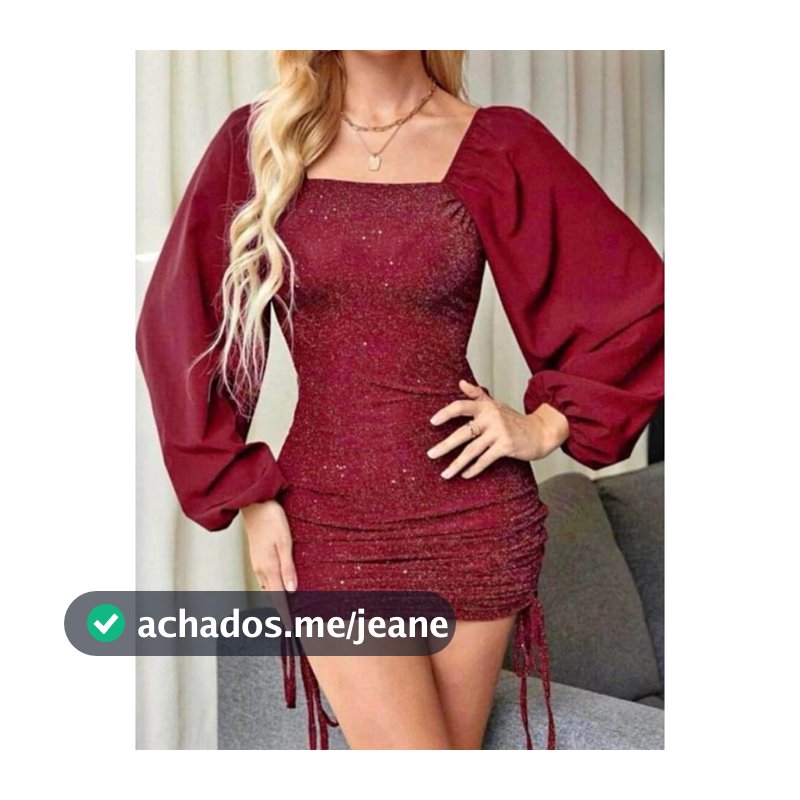 Vestido Elegante de Brilho com manga Vuol charmosa...