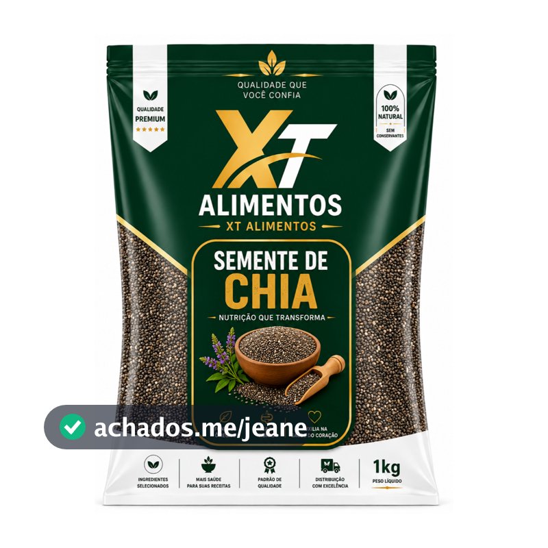 Semente de Chia 100% Natural Sem Glúten e Vegano - Xt Alimentos