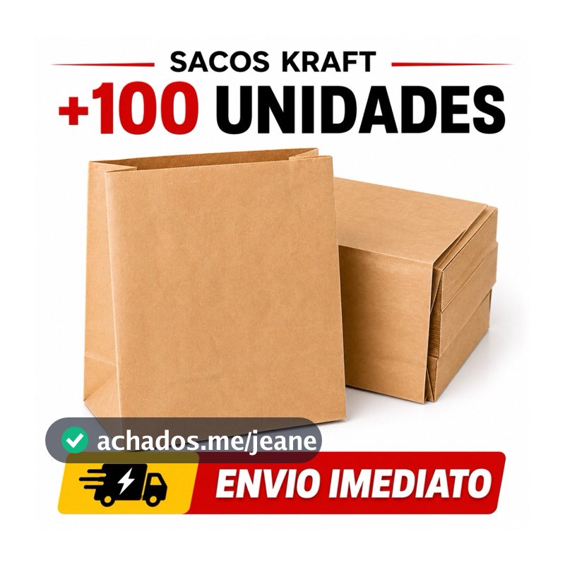 100 Saco Kraft Com Reforço Embalagem de Papel para Delivery Atacado