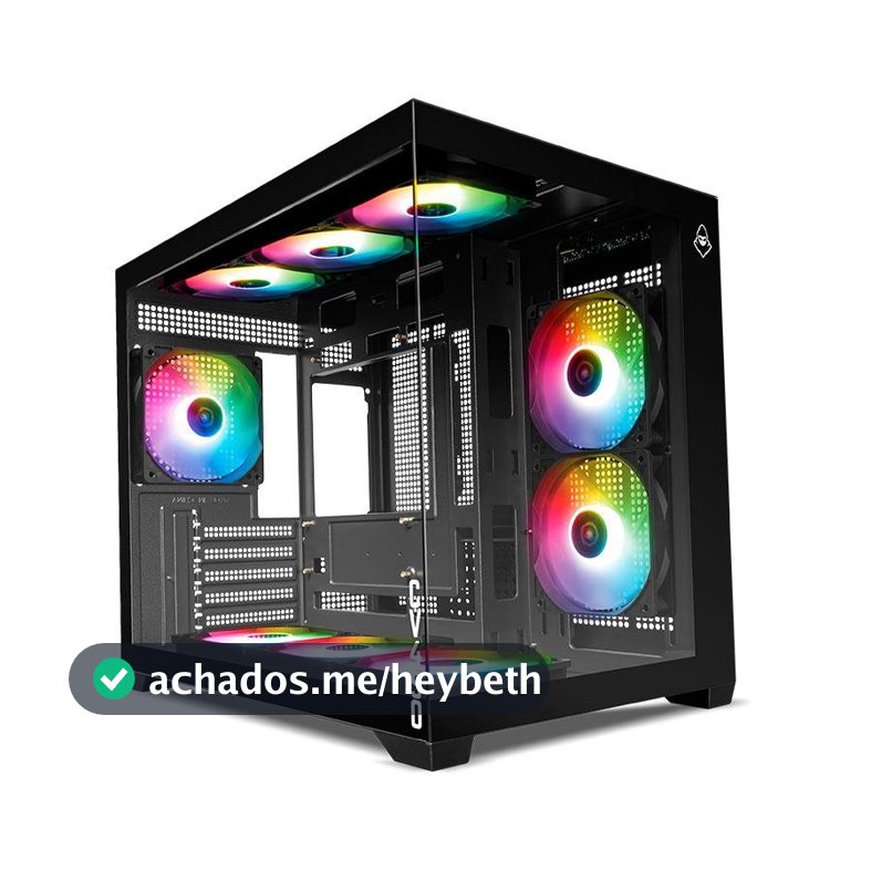 Gabinete Gamer Mancer CV450, Mini-Tower, Lateral de Vidro, Com 9 Fans, Preto, MCR-CV4509F-BK