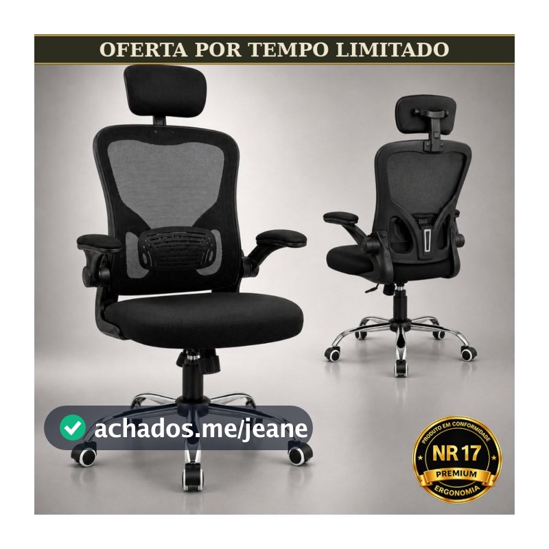 Cadeira de Escritório Presidente Ultra Ergonômica LARUNO Alto Padrão Luxo Espuma Certificada Homologada NR17 Cinza