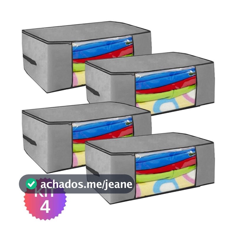 Kit 4 Caixa Organizadora de guarda roupa 45x45x20cm Roupas de Cama, Edredom, Lençol e Roupas de Frio
