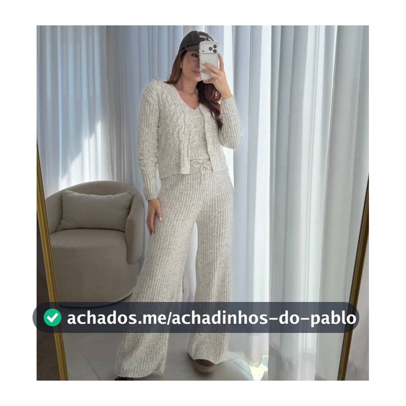 Conjunto Trijunto Feminino Inverno Tricot Mousse 3 Peças Elegante Mousse Premiun