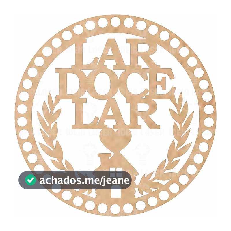 Base MDF Fio de Malha Crochê Redonda Lar Doce Lar Mod3